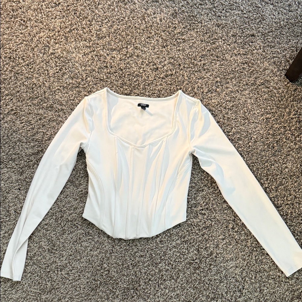 Express Cream Long Sleeve Bodysuit